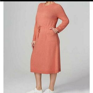 Women's Jill Pure Jill Belted Pink Soft Brushed Dress Long Sleeve Size Small
